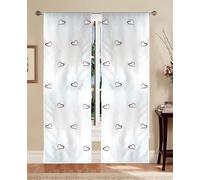 Tata Home Coppia Tende per Interni a Vetro Finestra Semitrasparenti Bianche Tende Cucina Bagno Camera Fantasia Shabby Chic 60x240 cm con Cuori Rossi