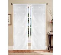 Tata Home Coppia Tende per Interni a Vetro Finestra Semitrasparenti Bianche Tende Cucina Bagno Camera Fantasia Shabby Chic 60x240 cm con Cuori Bianchi