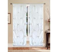 Tata Home Coppia Tende per Interni a Vetro Finestra Semitrasparenti Bianche Tende Cucina Bagno Camera Fantasia Shabby Chic 60x240 cm con Cuori Beige