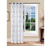 Tata Home Coppia Tendoni per Interni a Vetro Finestra Semitrasparenti Bianche Tende Camera Soggiorno Sala da Pranzo Fantasia Shabby Chic 140x290 cm con Cuori Rossi