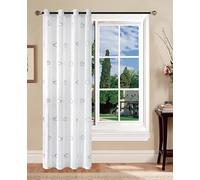 Tata Home Coppia Tendoni per Interni a Vetro Finestra Semitrasparenti Bianche Tende Camera Soggiorno Sala da Pranzo Fantasia Shabby Chic 140x290 cm con Cuori Grigi