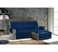 Tata Home Copridivano con Penisola Reversibile Universale Lilly Plus Imbottito 4 Posti in Tessuto Trapuntato Fronte e Retro in 100% Microfibra Colore Blu