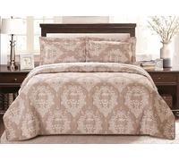 Tata Home Copriletto Trapuntato Matrimoniale Trapuntino Primaverile Estivo Beige Bianco Misura 255x255 cm MOD. Chant Dis.3