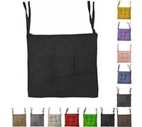 Tata Home Cuscini con Lacci Coprisedia Imbottito Cuscino Sedia Cucina da Interno o Esterno Spessore 6 cm Misura 40x40 cm Tinta Unita Made in Italy (40X40, NERO, 2)