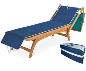 Tata Home Cuscino Imbottito per Sdraio Lettino Materassino Prendisole Pieghevole Cuscino Poltrona Sdraio Relax Trasportabile Salvaspazio Misura Maxi 52x200 cm Blu Avio