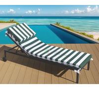 Tata Home Cuscino Per Lettino Prendisole Sfoderabile con Poggiatesta Materassino Prendisole Imbottito Con Laccetti Lavabile Misura 60x200 cm a Righe Made in Italy Mod. Top7 Colore Verde