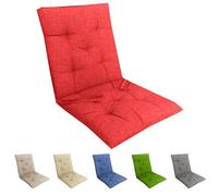 Tata Home Cuscino Sedia con Schienale Cucina Cuscino con Lacci Fascia Elastica da Giardino Esterno Cuscino Imbottito per Sdraio Prendisole Cuscino Poltrona Sdraio Relax Misura 40x80 cm Rosso