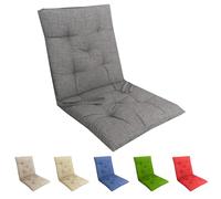Tata Home Cuscino Sedia con Schienale Cucina Cuscino con Lacci Fascia Elastica da Giardino Esterno Cuscino Imbottito per Sdraio Prendisole Cuscino Poltrona Sdraio Relax Misura 40x80 cm Grigio