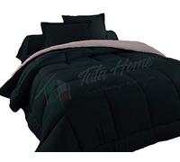 Tata Home Judit Trapunta Tinta Unita Duble Face Invernale Imbottita 350 gr/mq 100% Morbida Microfibra di Poliestere Misura 2 Piazze Letto Matrimoniale 260x260 cm Colore Nero Grigio