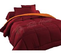 Tata Home Judit Trapunta Tinta Unita Duble Face Invernale Imbottita 350 gr/mq 100% Morbida Microfibra di Poliestere Misura 1 Piazza e Mezza 220x260 cm Colore Bordeaux Arancio