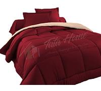 Tata Home Judit Trapunta Tinta Unita Duble Face Invernale Imbottita 350 gr/mq 100% Morbida Microfibra di Poliestere Misura 2 Piazze Letto Matrimoniale 260x260 cm Colore Bordeaux Panna