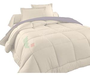 Tata Home Judit Trapunta Tinta Unita Duble Face Invernale Imbottita 350 gr/mq 100% Morbida Microfibra di Poliestere Misura 1 Piazza e Mezza 220x260 cm Colore Tortora Panna