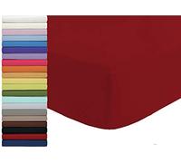 Tata Home Lenzuolo sotto con Angoli ed Elastici 100% Cotone Misura cm 140x200 Letto Una Piazza e Mezza Francese Altezza Materasso cm 25 Colore Bordeaux Made in Italy 57 Fili al cm2