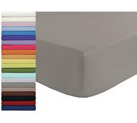 Tata Home Lenzuolo sotto con Angoli ed Elastici 100% Cotone Misura cm 170x200 Letto Due Piazze Matrimoniale Altezza Materasso cm 25 Colore Tortora Made in Italy 57 Fili al cm2
