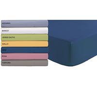 Tata Home Lenzuolo sotto con Angoli ed Elastici 100% Cotone Misura Singolo 1 Piazza cm 90x200 Altezza Materasso cm 24 Colore Avio