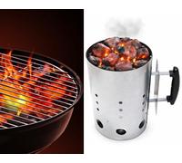 Tata Home MasterCook Accenditore Barbecue Starter BBQ Ciminiera Accendi Carbonella con Impugnatura di Sicurezza in Acciaio Diametro 19 cm Altezza 30,5 cm Capienza Oltre 2 kg Mod. STARTER BIG