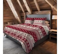 Tata Home Parure Copripiumino Matrimoniale in Cotone con Sacco Piumino 250x200 cm e Federe 50x80 cm Set Copripiumino Made in Italy Fantasia Tirolese Mod. Tirolo Colore Rosso