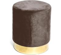 Tata Home Pouf Sgabello Cilindrico Velluto con Anello Dorato per Salotto o Camera Cameretta Pouff Poggiapiedi di Design Moderno (Marrone)