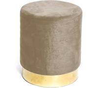 Tata Home Pouf Sgabello Cilindrico Velluto con Anello Dorato per Salotto o Camera Cameretta Pouff Poggiapiedi di Design Moderno (Tortora)