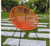 Tata Home Sedia da Esterno Interno Poltrona Relax da Giardino Terrazzo Telaio in Accaio Resistente Struttura in Corde Elastiche Stile Retrò Mod. String (Arancio)