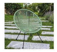 Tata Home Sedia da Esterno Interno Poltrona Relax da Giardino Terrazzo Telaio in Accaio Resistente Struttura in Corde Elastiche Stile Retrò Mod. String (Verde Acqua)
