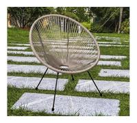 Tata Home Sedia da Esterno Interno Poltrona Relax da Giardino Terrazzo Telaio in Accaio Resistente Struttura in Corde Elastiche Stile Retrò Mod. String Colore Beige