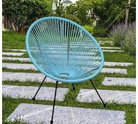 Tata Home Sedia da Esterno Interno Poltrona Relax da Giardino Terrazzo Telaio in Accaio Resistente Struttura in Corde Elastiche Stile Retrò Mod. String (Azzurro)