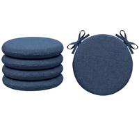 Tata Home Set 4 Cuscini Sedia Rotondi con Laccetti Cuscini Sedie Sgabelli Cucina Sfoderabili Coprisedia da Interno Esterno Made In Italy Diamentro 40 cm Spessore 3 cm Mod. Billy Colore Blu