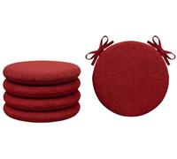Tata Home Set 4 Cuscini Sedia Rotondi con Laccetti Cuscini Sedie Sgabelli Cucina Sfoderabili Coprisedia da Interno Esterno Made In Italy Diamentro 40 cm Spessore 3 cm Mod. Billy Colore Rosso