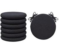 Tata Home Set 6 Cuscini Sedia Rotondi con Laccetti Cuscini Sedie Sgabelli Cucina Sfoderabili Coprisedia da Interno Esterno Made In Italy Diamentro 40 cm Spessore 3 cm Mod. Billy Colore Nero