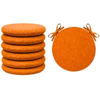 Tata Home Set 6 Cuscini Sedia Rotondi con Laccetti Cuscini Sedie Sgabelli Cucina Sfoderabili Coprisedia da Interno Esterno Made In Italy Diamentro 40 cm Spessore 3 cm Mod. Billy Colore Arancio