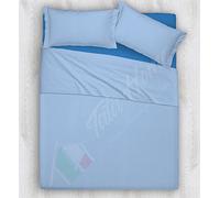 Tata Home Set Lenzuola Completo Letto Composto da Lenzuolo sotto sopra e Federa Letto 1 Piazza Singolo 100% Cotone Made in Italy Colore Azzurro Avio
