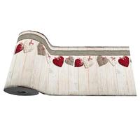 Tata Home Tappeto Cucina Antiscivolo Lavabile Passatoia Cucina Corridoio Camera Ingresso Resistente Tappeto Multiuso al Metro Made in italy 52x400 cm Mod.77 Cuori Shabby