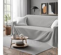 Tata Home Telo Arredatutto Copritutto Copridivano Copriletto Grandfoulard Telo Arredo in Cotone Made in Italy Fantasia (ZigZag Grigio, Singolo 180x300 cm)