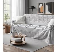 Tata Home Telo Arredatutto Copritutto Copridivano Copriletto Grandfoulard Telo Arredo in Cotone Made in Italy Fantasia (ZigZag Beige, Matrimoniale 260x300 cm)