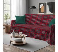 Tata Home Telo Arredatutto Copritutto Copridivano Copriletto Grandfoulard Telo Arredo in Cotone Made in Italy Fantasia (Scozzese Rosso, Singolo 180x300 cm)
