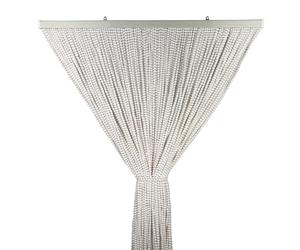 Tata Home Tenda Antimosche Catenelle Perline di Stoffa Morbide per Porta Finestra Moschiera a Pannello Susy 120x220 cm Bianco/Oro