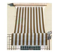 Tata Home Tenda da Sole a Righe per Balcone Veranda e Terrazzo con Anelli e Ganci Tessuto Resistente da Esterno Lavabile Misura 140x250 cm Colore Marrone