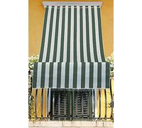 Tata Home Tenda da Sole con Kit Ganci e Anelli in Tessuto a Righe Resistente da Esterno o Balcone Misura cm 290x300 Dis.1 Verde