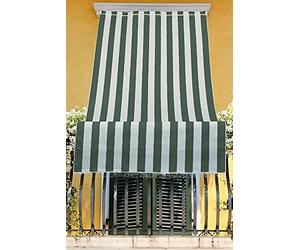 Tata Home Tenda da Sole con Kit Ganci e Anelli in Tessuto a Righe Resistente da Esterno o Balcone Misura cm 140x300 Dis.1 Verde