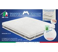 Tata Home Topper Materassino Coprimaterasso in Memory Foam Sfoderabile Correttore per sopra Materasso 1 Piazza e Mezza 130x190 cm Alto 5 cm MOD. Aloe Vera