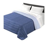 Tata Home Trapunta Invernale Double Face Singola Imbottita 300 gr/mq Piumone Caldo Letto 1 Piazza 160x260 cm Bicolor Made in Italy Tinta Unita Colore Azzurro Blu