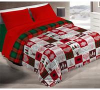 Tata Home Trapunta Invernale Matrimoniale in Calda Morbida Microfibra Piumone Piumino Autunno Inverno Coperta Letto Trapuntata Misura 260x260 cm Fantasia Tirolese Dis.4 Patchwork Rosso