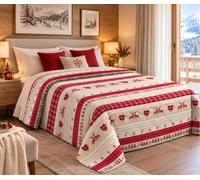Tata Home Trapunta Invernale Piazza Mezza Imbottita 300 gr/mq Piumone Caldo Letto piazza e Mezza 210x260 cm Fantasia Tirolese Made in Italy Mod. Baita Colore Beige Bordeaux