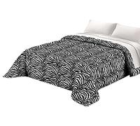 Tata Home Trapunta Invernale Piazza Mezza Imbottita 300 gr/mq Piumone Caldo Letto Piazza e Mezza 210x260 cm Fantasia Animalier Made in Italy MOD. Zebrato Bianco e Nero