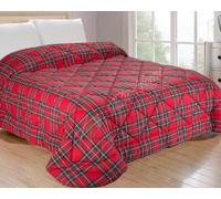 Tata Home Trapunta Invernale Piazza Mezza Imbottita in Morbida Microfibra Piumone Letto Trapuntato Caldo e Soffice Autunno Inverno Traspirante Anallergico Mod. Mony Dis.3 Scozzese Colore Rosso