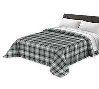 Tata Home Trapunta Invernale Singola Imbottita 300 gr/mq Piumone Caldo Letto Singolo 160x260 cm in Fantasia Tartan Quadri Scozzesi Made in Italy Colore Nero Grigio