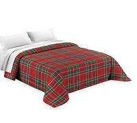 Tata Home Trapuntino Copriletto Tartan Trapuntato Primaverile Estivo 100 gr/mq Quilt Leggero Letto Singolo 160x260 cm Geometria Scozzese Made in Italy Colore Ortisei Bordeaux