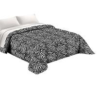 Tata Home Trapuntino Copriletto Trapuntato Primaverile Estivo 100 gr/mq Quilt Leggero Letto Due Piazze Matrimoniale 260x260 cm Fantasia Animalier Zebrato Made in Italy Colore Bianco e Nero