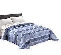 Tata Home Trapuntino Copriletto Trapuntato Primaverile Estivo 100 gr/mq Quilt Leggero Letto Singolo 160x260 cm Fantasia Geometrica a Quadri Made in Italy Colore Blu Azzurro